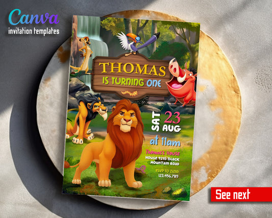 Lion King Simba customizable invitation template | Share or Print | GD498