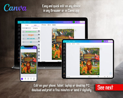 Lion King Simba customizable invitation template | Share or Print | GD498