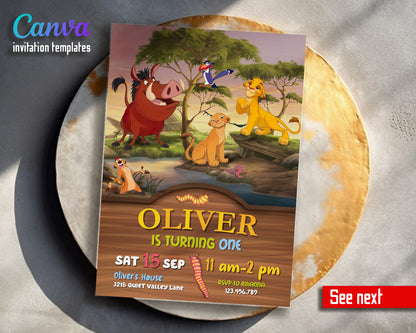 Lion King Simba customizable invitation template | Share or Print | QE439