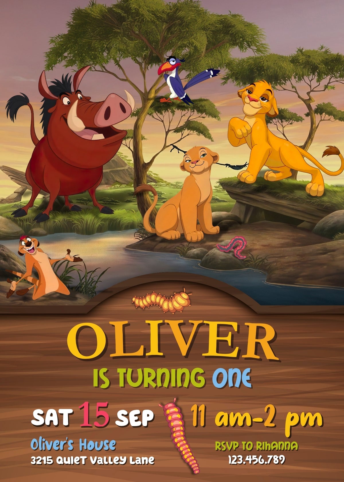 Lion King Simba customizable invitation template | Share or Print | QE439