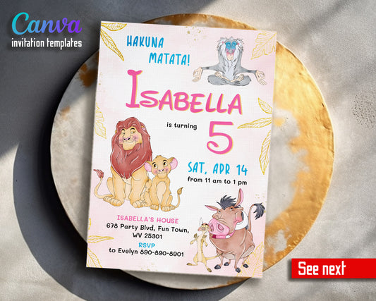 Lion King Simba customizable invitation template | Share or Print | LR958