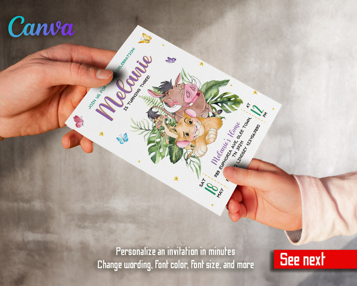 Lion King Simba customizable invitation template | Share or Print | HD809