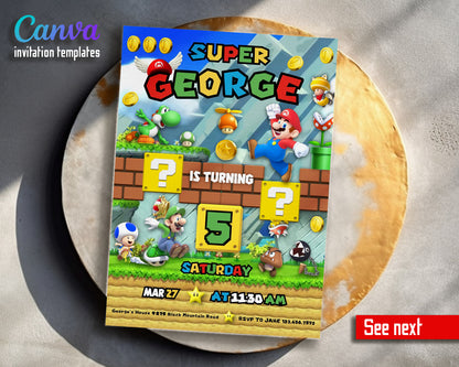 Super Mario Bros customizable invitation template | Share or Print | ZQ555