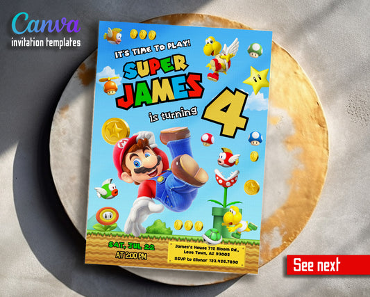 Super Mario Bros customizable invitation template | Share or Print | AI971