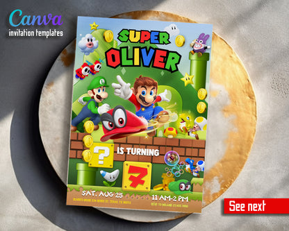 Super Mario Bros customizable invitation template | Share or Print | LN350