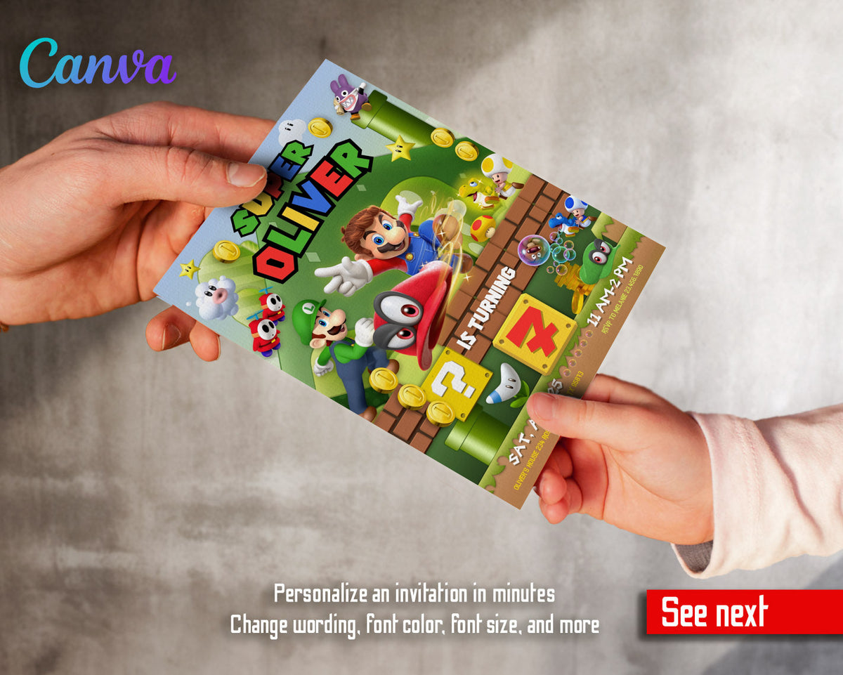 Super Mario Bros customizable invitation template | Share or Print | LN350
