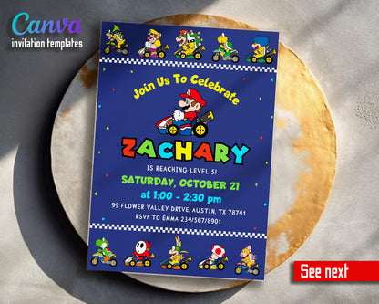 Mario Kart Gamer customizable invitation template | Share or Print | boy | MZ354