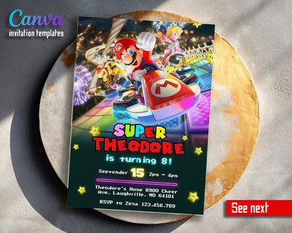 Mario Kart Gamer customizable invitation template | Share or Print | boy | TP030