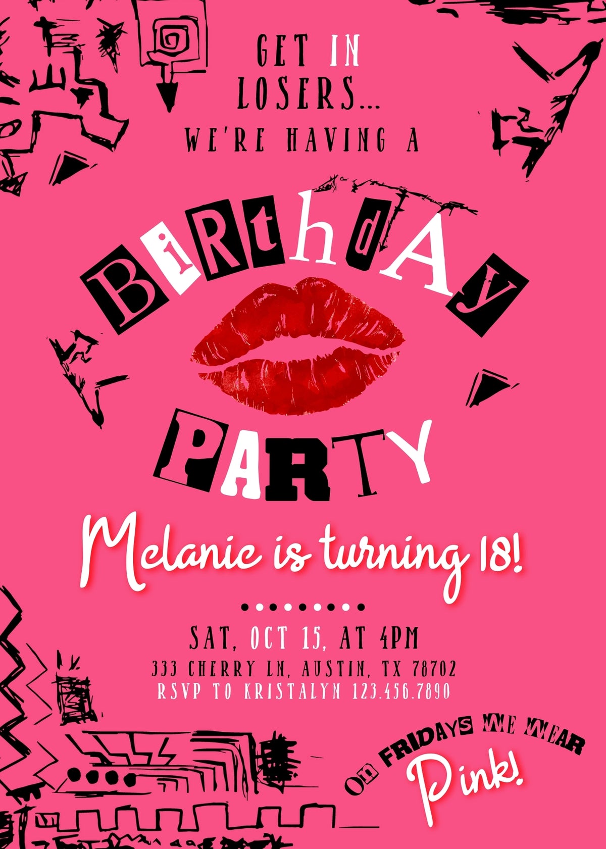 Mean Girls customizable invitation template | Share or Print | girl | DE620