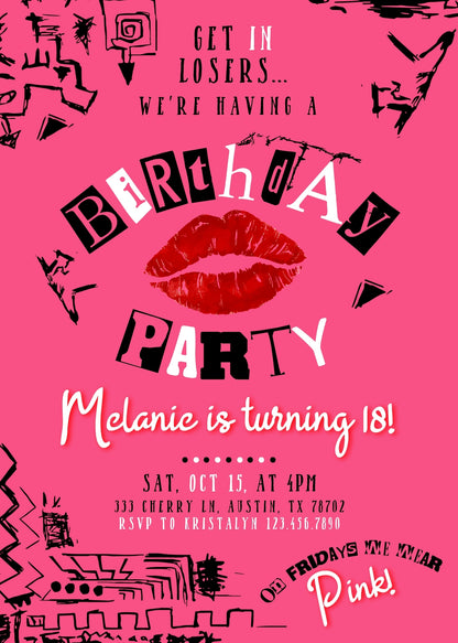 Mean Girls customizable invitation template | Share or Print | girl | DE620