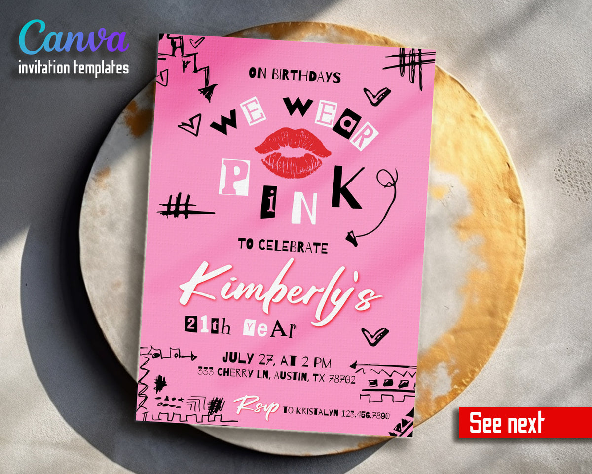 Mean Girls customizable invitation template | Share or Print | girl | TT067