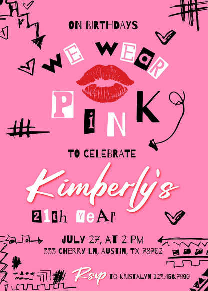 Mean Girls customizable invitation template | Share or Print | girl | TT067