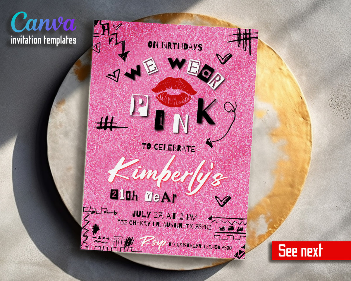 Mean Girls customizable invitation template | Share or Print | girl | XZ366