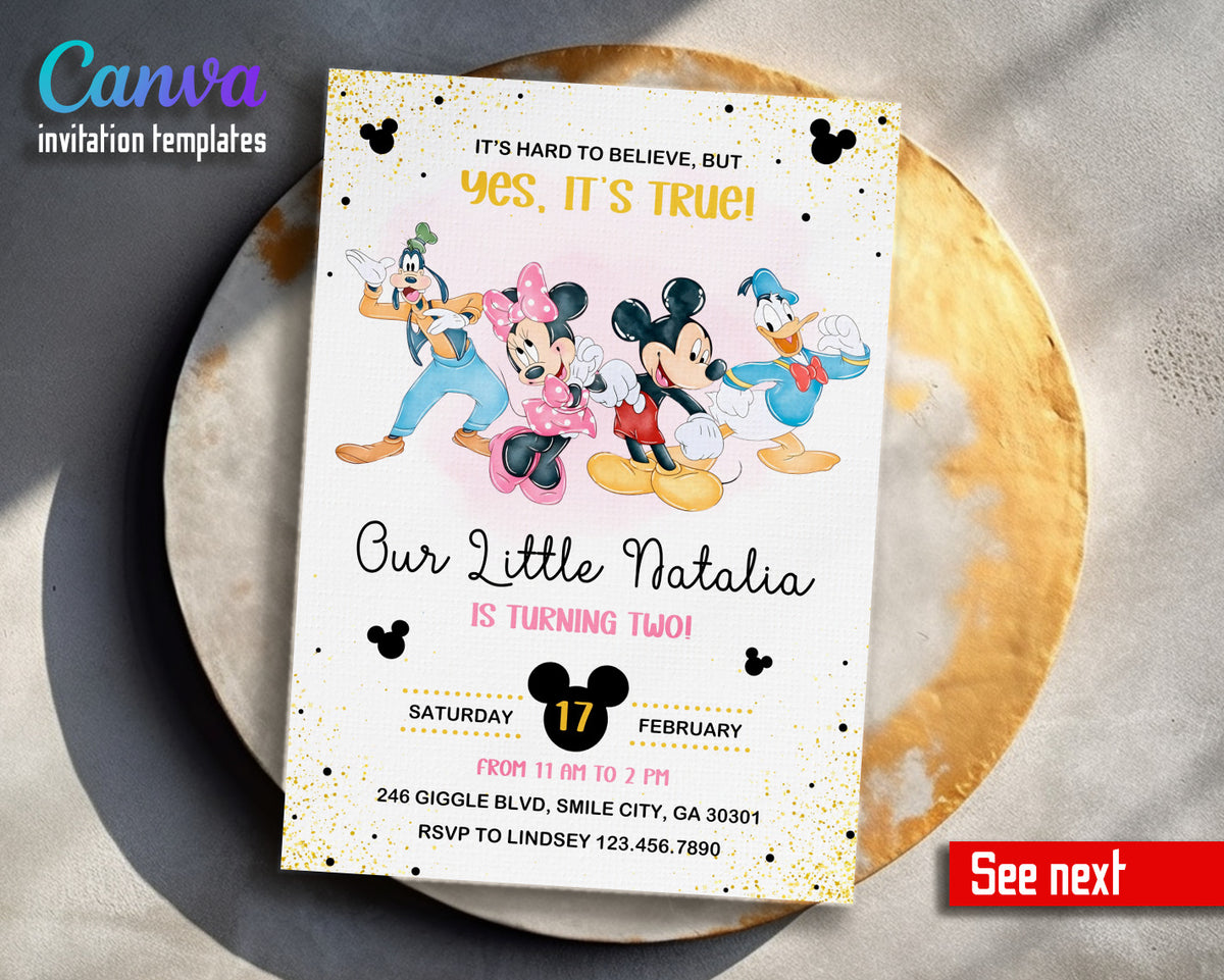 Mickey Mouse and Friends customizable invitation template | Share or Print | SP552