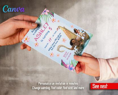Moana Princess customizable invitation template | Share or Print | girl | RU466