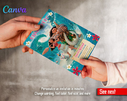 Moana Princess customizable invitation template | Share or Print | girl | TO003