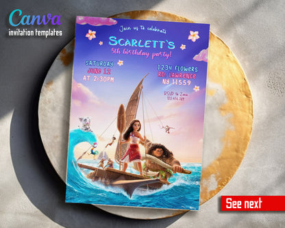 Moana Princess customizable invitation template | Share or Print | girl | AT865