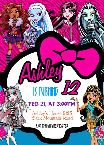 Monster High customizable invitation template | Share or Print | girl | ZE272