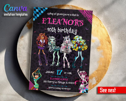 Monster High customizable invitation template | Share or Print | girl | WC748