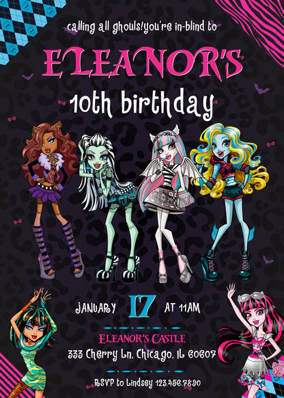 Monster High customizable invitation template | Share or Print | girl | WC748