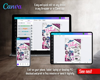 Monster High customizable invitation template | Share or Print | girl | BL256