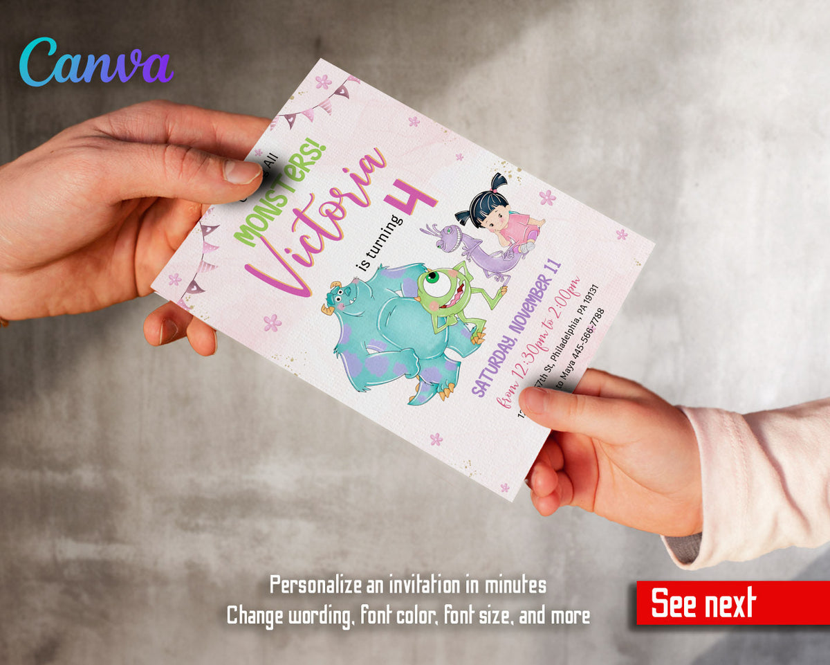 Monsters, Inc. customizable invitation template | Share or Print | HF454