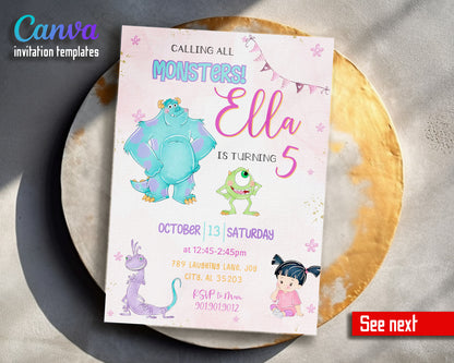 Monsters, Inc. customizable invitation template | Share or Print | PU001