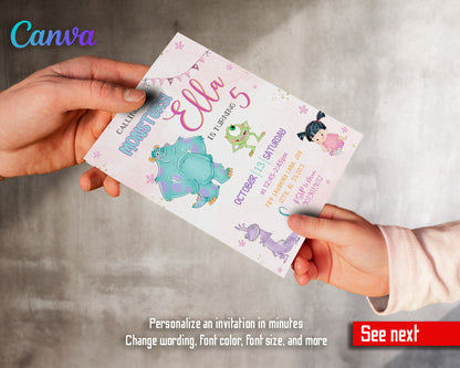 Monsters, Inc. customizable invitation template | Share or Print | PU001