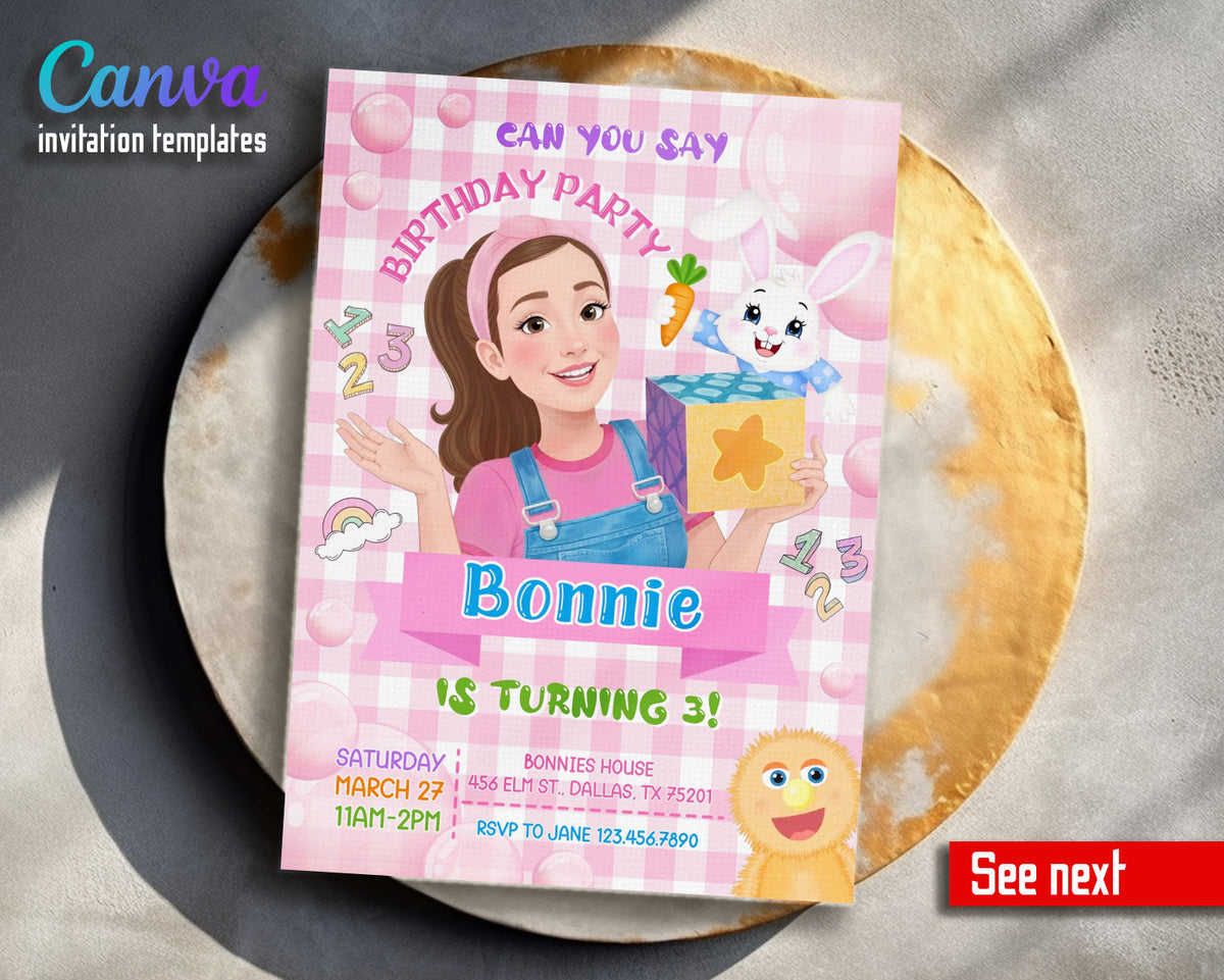 Ms. Rachel customizable invitation template | Share or Print | YE558