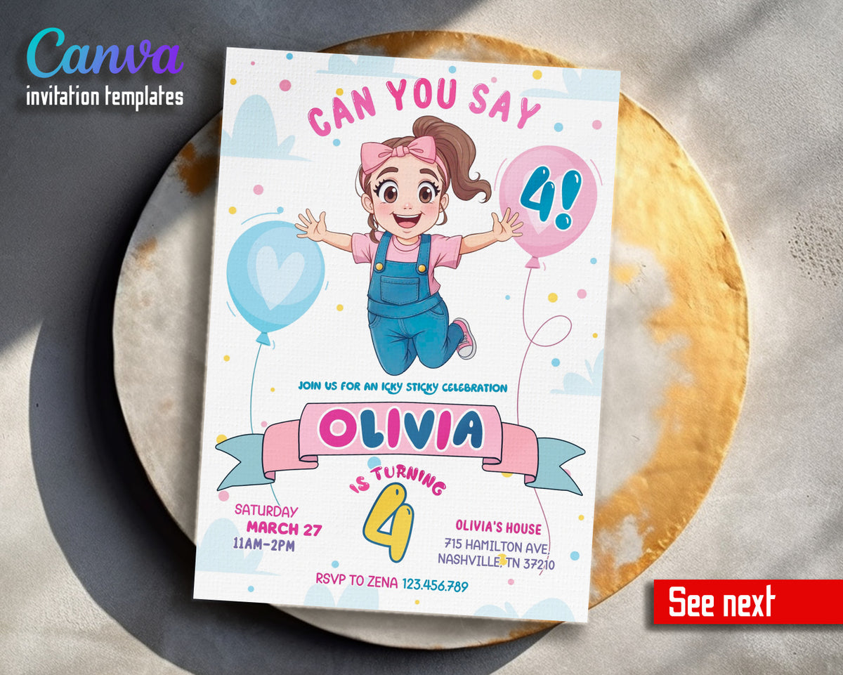 Ms. Rachel customizable invitation template | Share or Print | HC734
