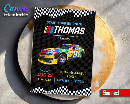 Nascar Racing Ricky Bobby customizable invitation template | Share or Print | boy | GK399