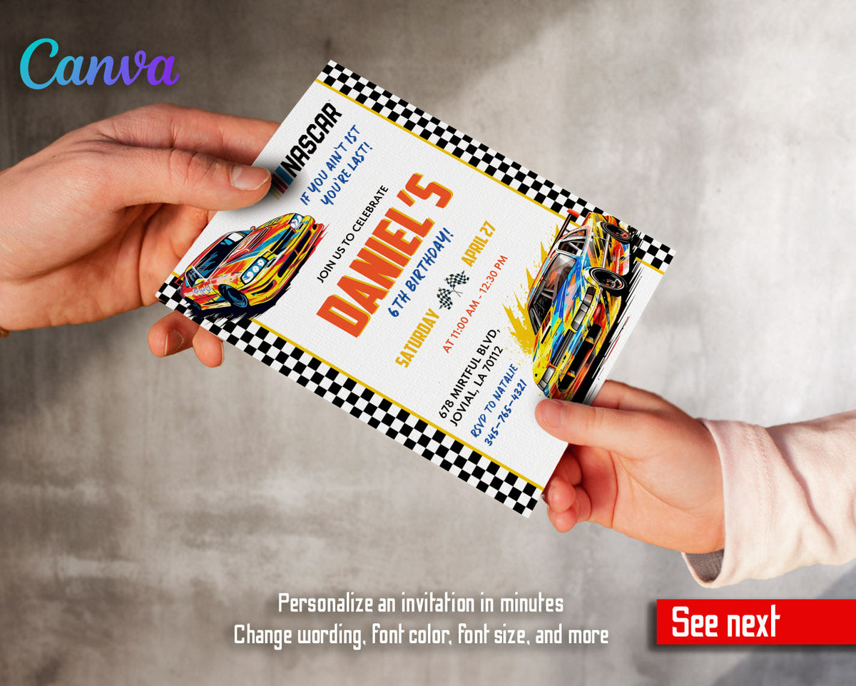 Nascar Racing Ricky Bobby customizable invitation template | Share or Print | boy | LW287