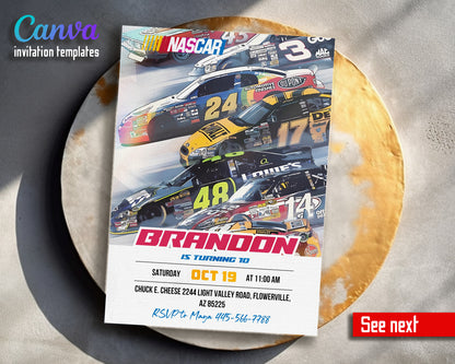 Nascar Racing Ricky Bobby customizable invitation template | Share or Print | boy | DJ802