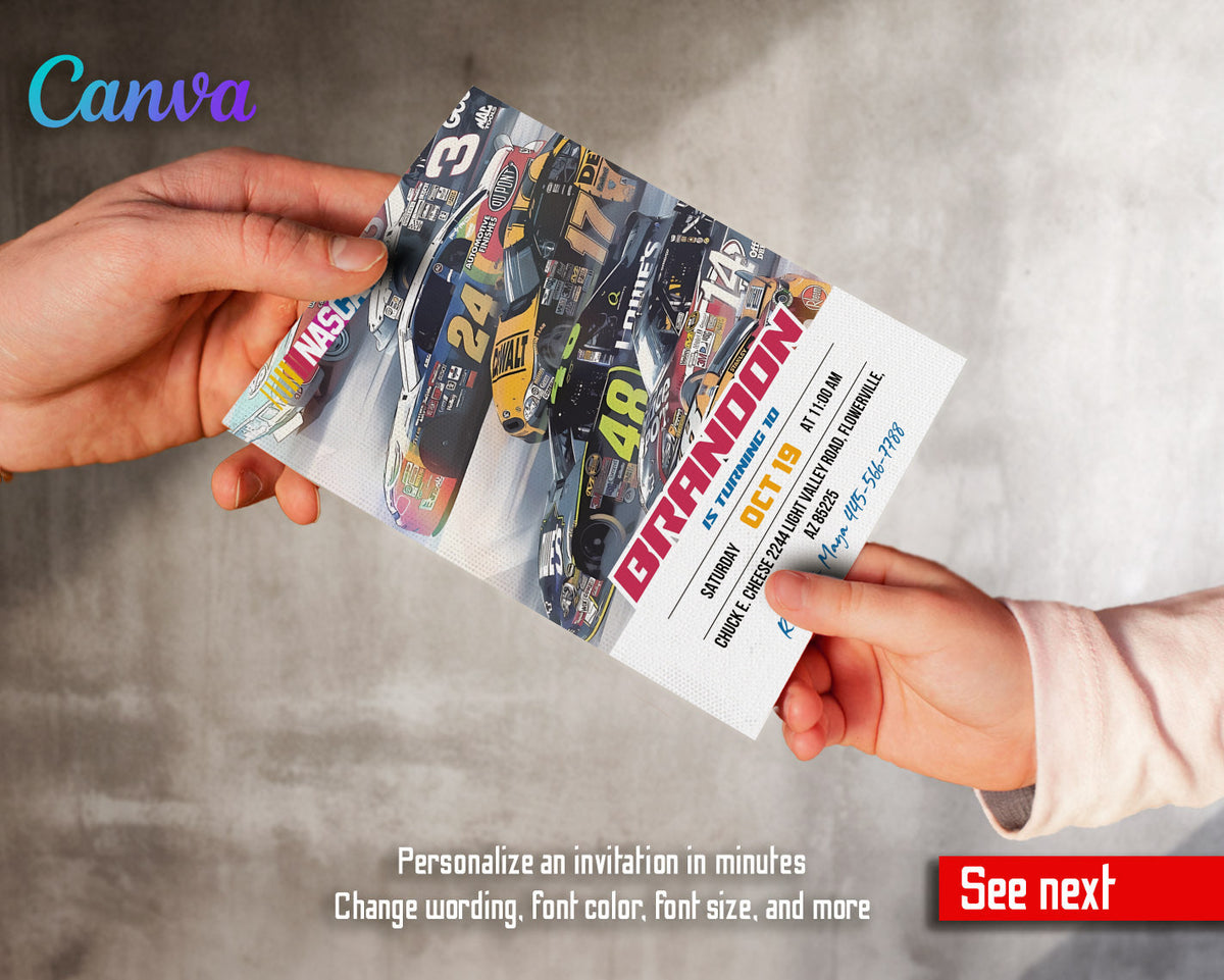 Nascar Racing Ricky Bobby customizable invitation template | Share or Print | boy | DJ802