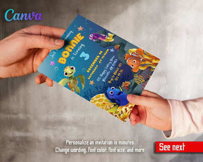 Finding Nemo customizable invitation template | Share or Print | ZA606