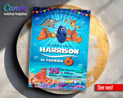 Finding Nemo customizable invitation template | Share or Print | KI747