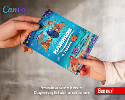 Finding Nemo customizable invitation template | Share or Print | KI747