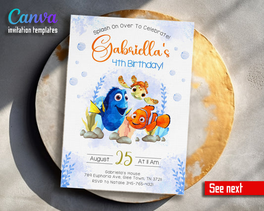 Finding Nemo customizable invitation template | Share or Print | UZ477