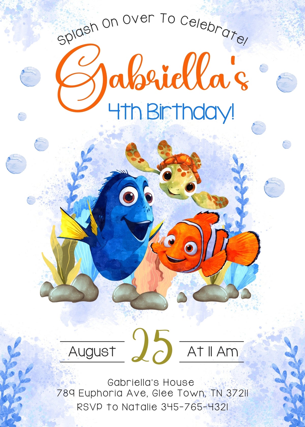 Finding Nemo customizable invitation template | Share or Print | UZ477