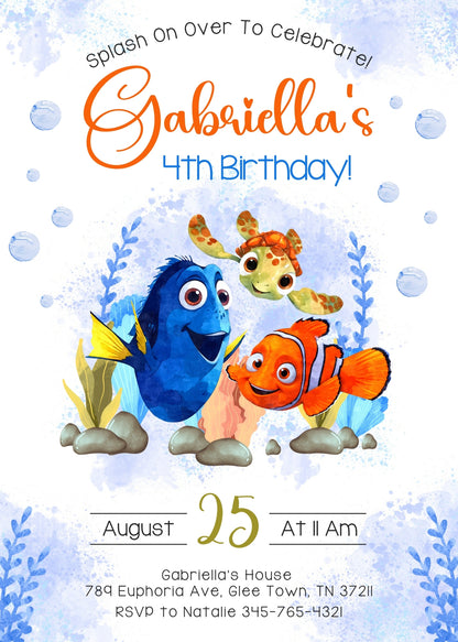 Finding Nemo customizable invitation template | Share or Print | UZ477