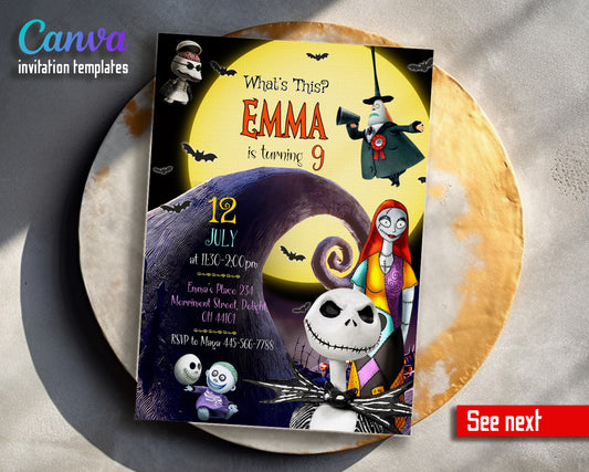 The Nightmare Before Christmas Halloween customizable invitation template | Share or Print | AW893