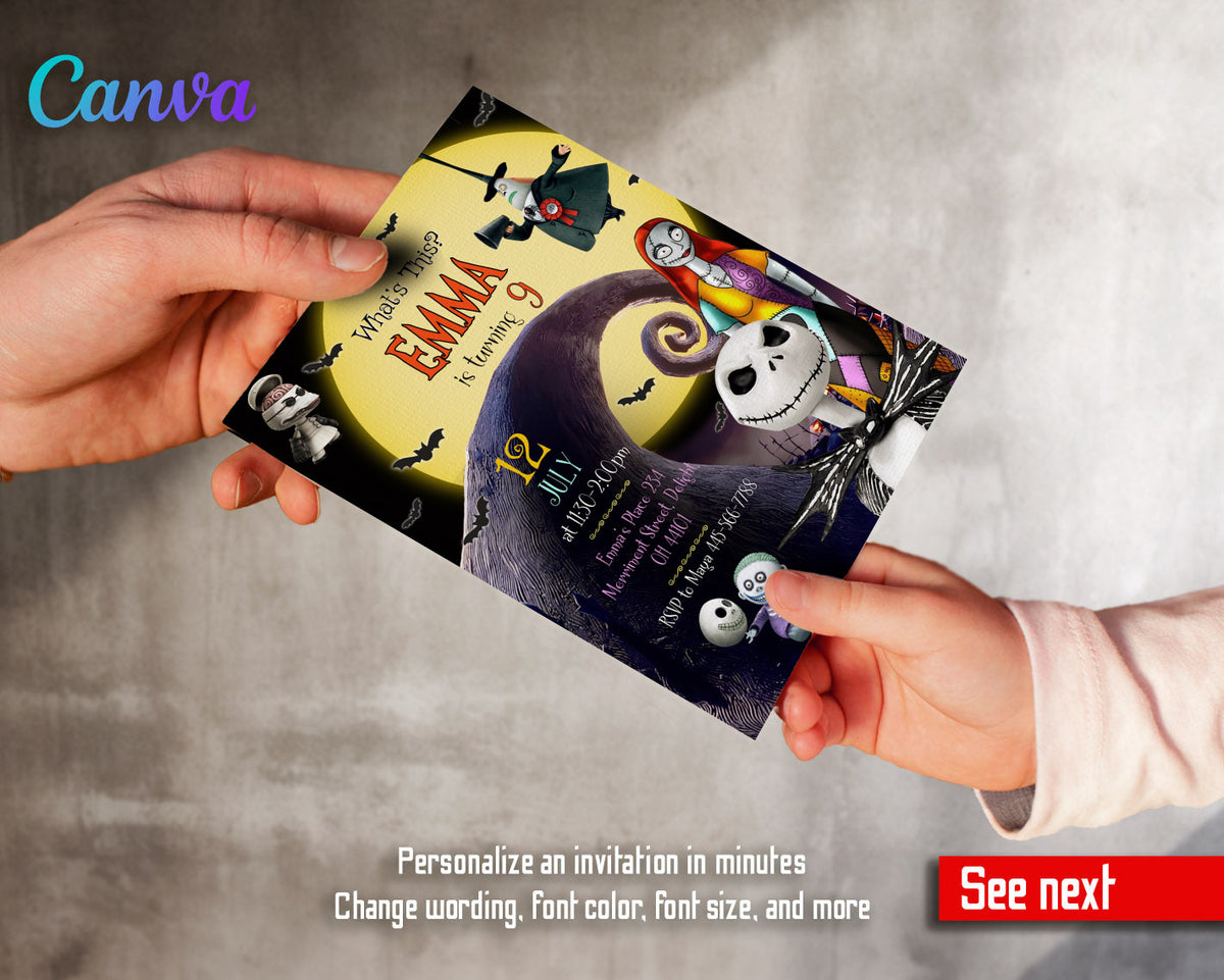 The Nightmare Before Christmas Halloween customizable invitation template | Share or Print | AW893