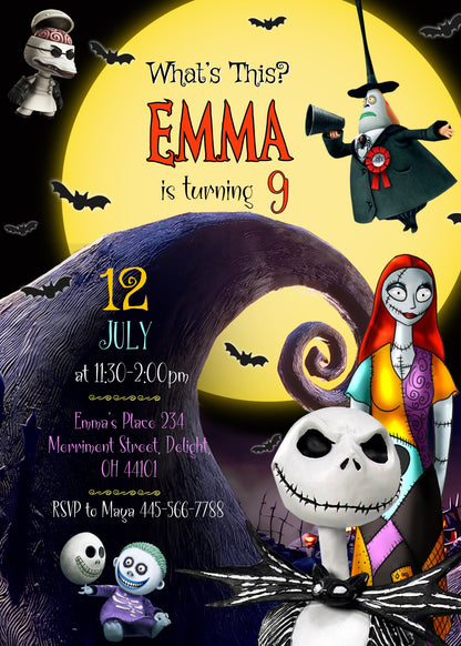 The Nightmare Before Christmas Halloween customizable invitation template | Share or Print | AW893