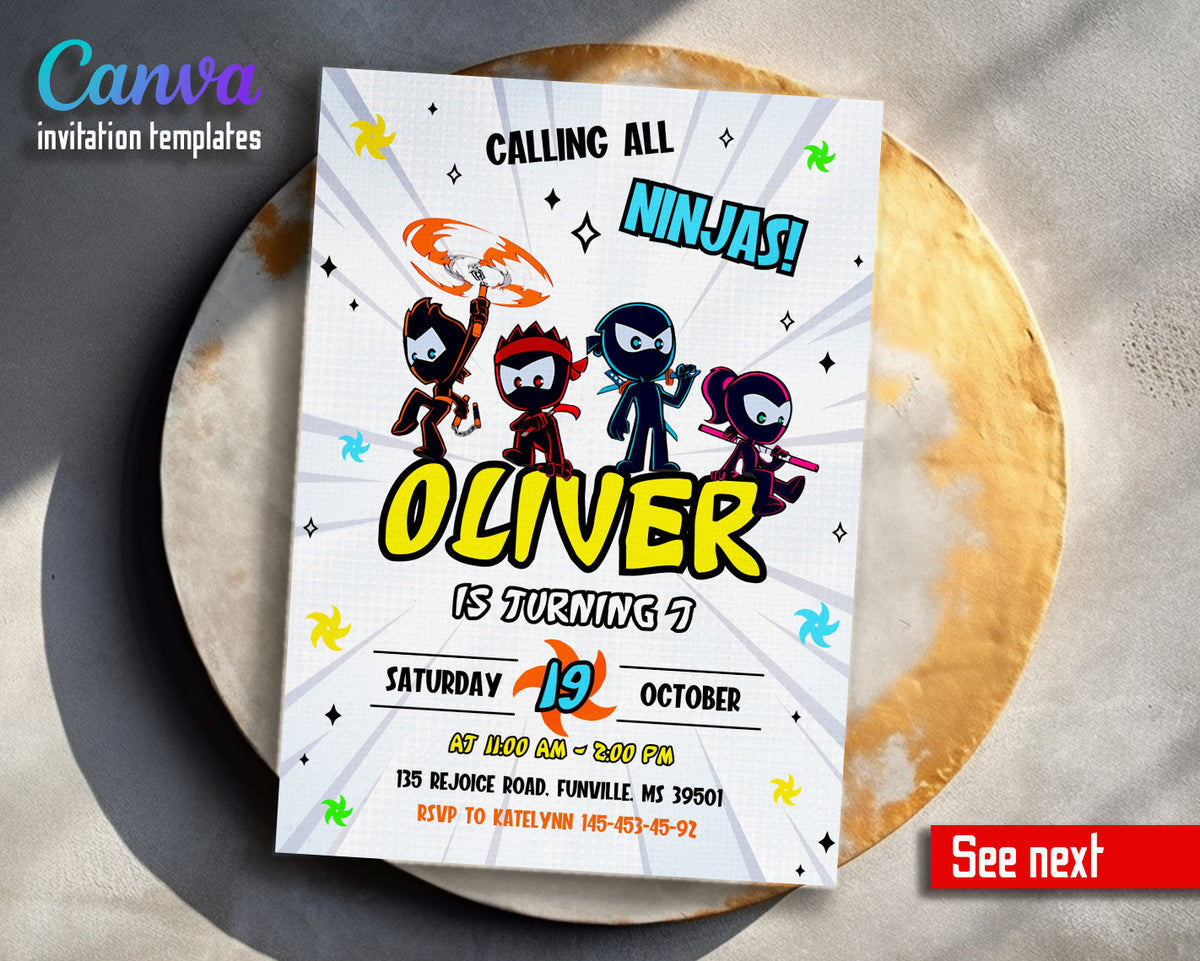 Ninja Kidz TV customizable invitation template | Share or Print | PA146