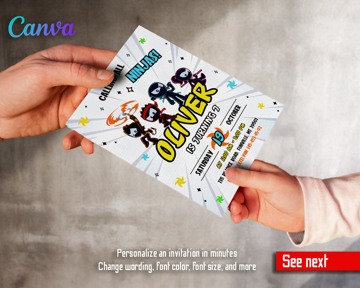 Ninja Kidz TV customizable invitation template | Share or Print | PA146