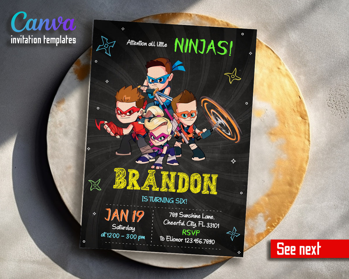 Ninja Kidz TV customizable invitation template | Share or Print | AL714