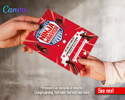 American Ninja Warrior customizable invitation template | Share or Print | VV073