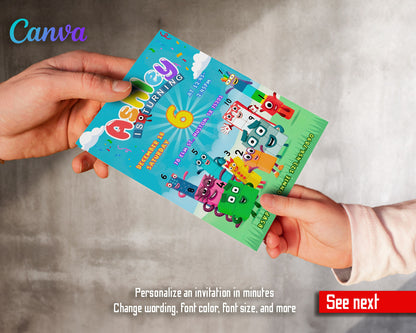 Numberblocks customizable invitation template | Share or Print | UP632