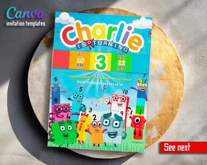 Numberblocks customizable invitation template | Share or Print | XO264