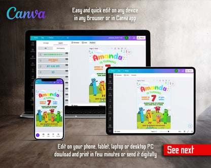 Numberblocks customizable invitation template | Share or Print | TQ692